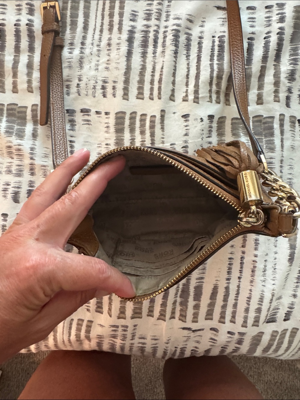 Michael Kors Brown Pebbled Leather Crossbody with Tassel Detail - Picture 2 of 3